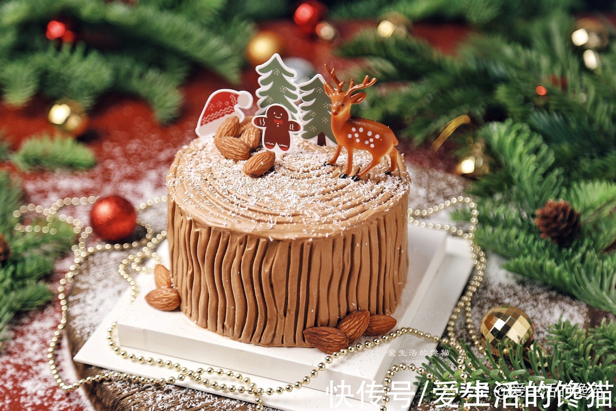 圣诞树桩蛋糕不用买，在家做，造型逼真味道好，手残党轻松成功