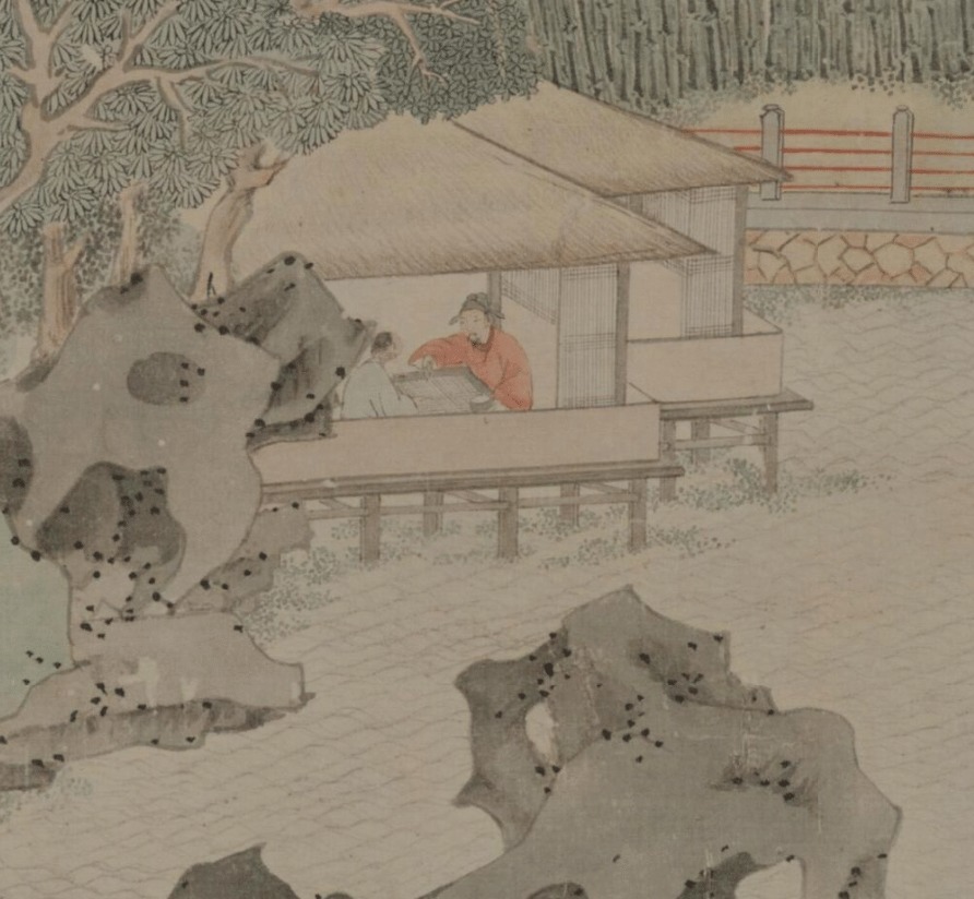 构图&『名画记』文徵明《东园图卷》,构图精巧,雅润秀莹