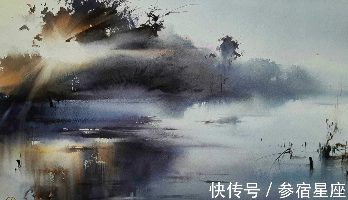 艺术学院$瑰丽唯美,神奇美妙的自然风光——水彩大师伊利亚笔下的水色交融