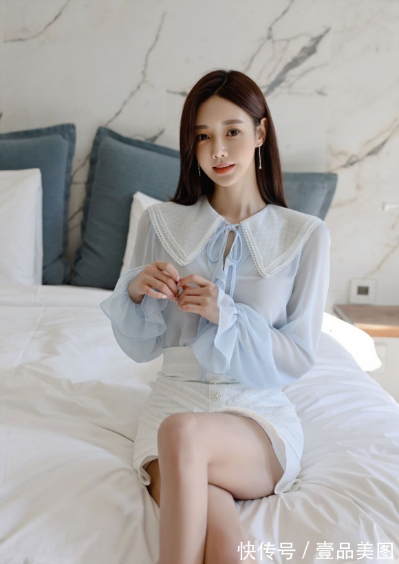 时尚搭配|女神孙允珠的时尚搭配:梦幻蓝恬静童话温柔雪纺衣裙