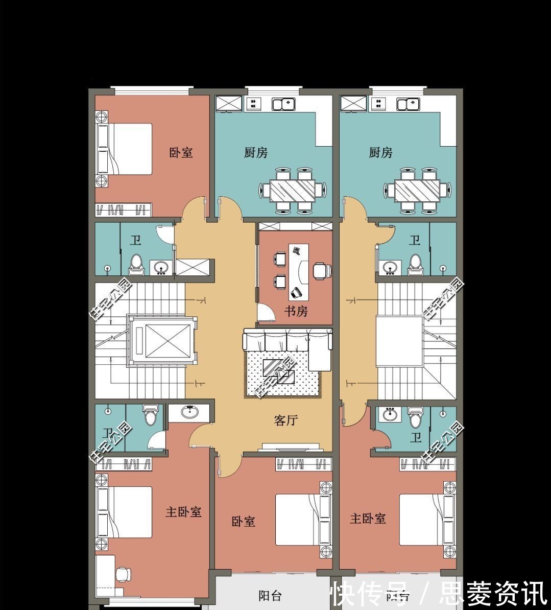 双拼|12×19米四层农村别墅，每层都有厨房客厅，自住、出租都能满足