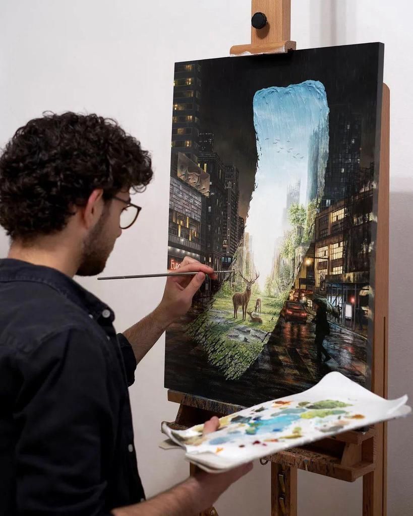 自然动物!他用“脏颜料”,毁掉漂亮的风景画,知道原因的人都沉默了