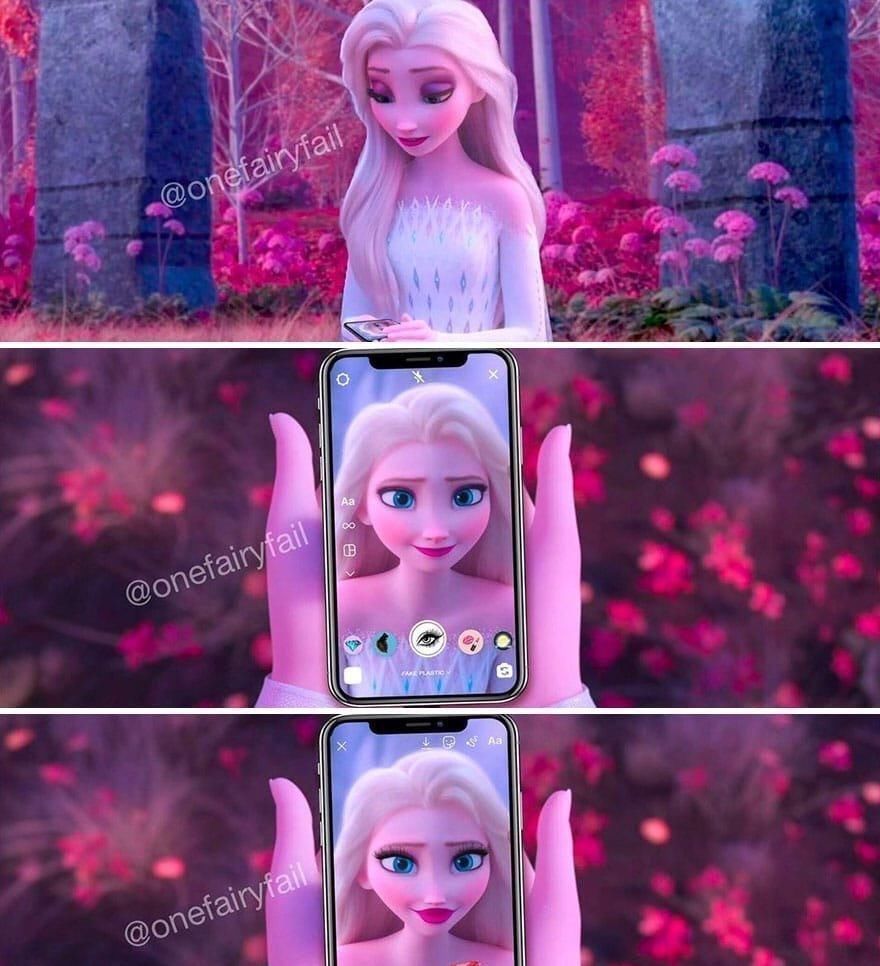 冰雪女王|当迪士尼公主拥有现代科技,冰雪女王爱自拍,却成了滤镜受害者!