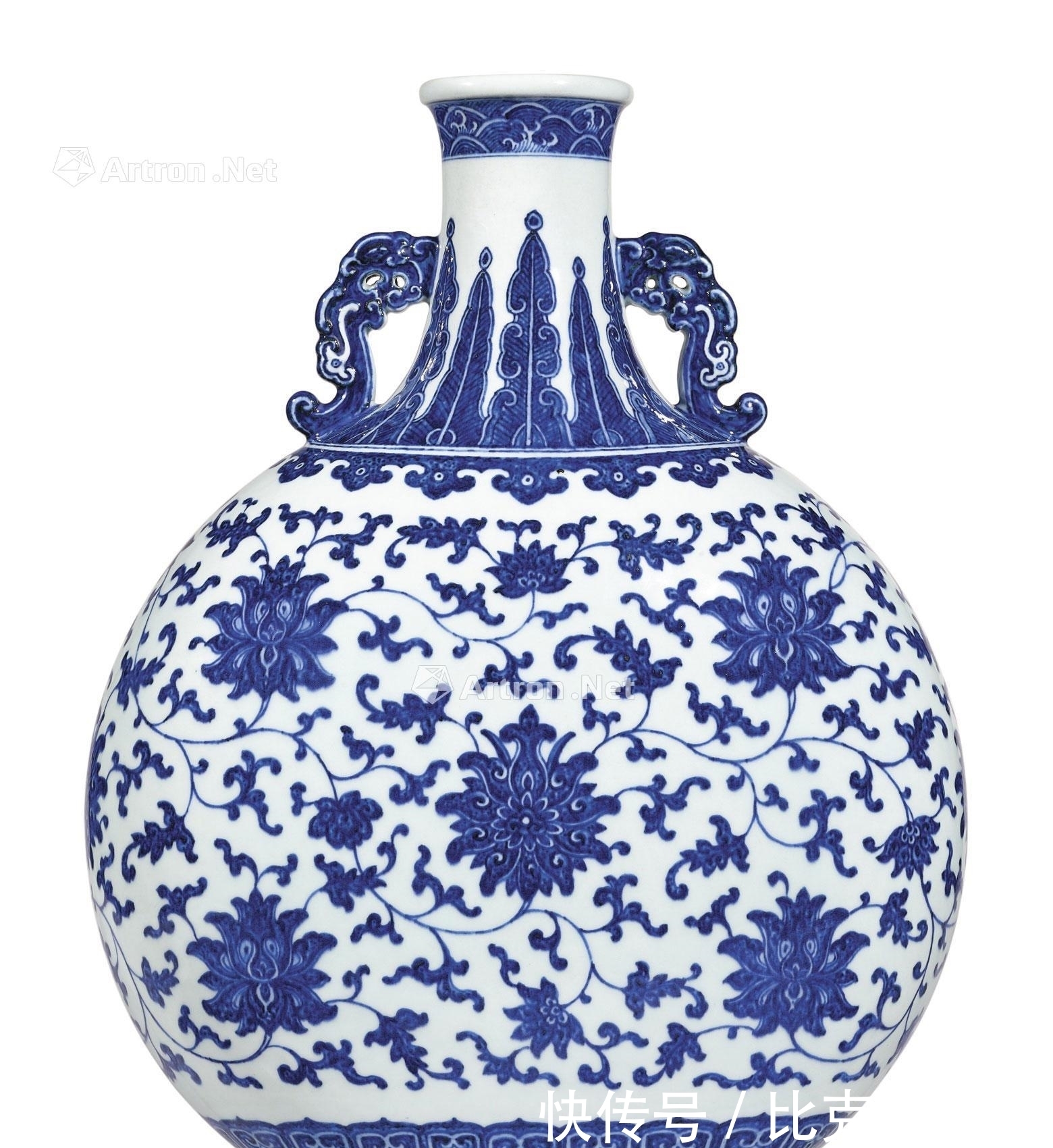 御瓷|御瓷珍粹——清乾隆青花缠枝莲双龙耳扁壶