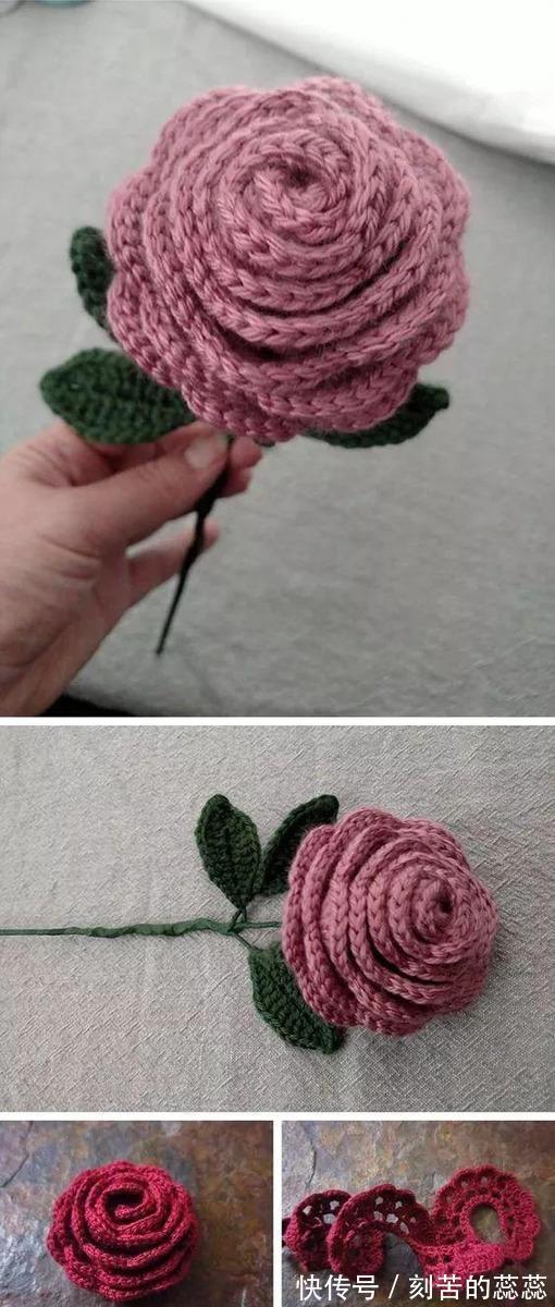 钩针玫瑰花,这么漂亮的花,都是一针一线钩出来的!附图解教程