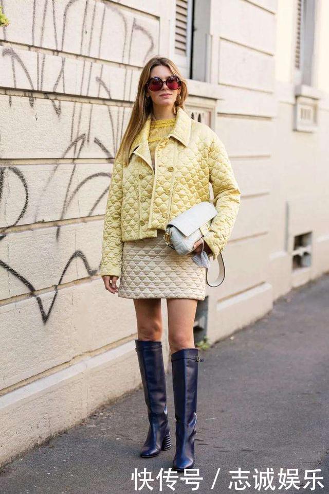 今年流行一种穿法，叫“绗缝棉服+靴子”，保暖不显臃肿，真美