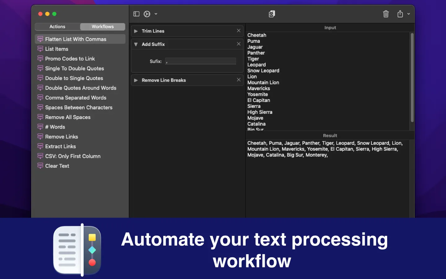 Text Workflow For Mac v1.9.6功能强大的转换文本工具