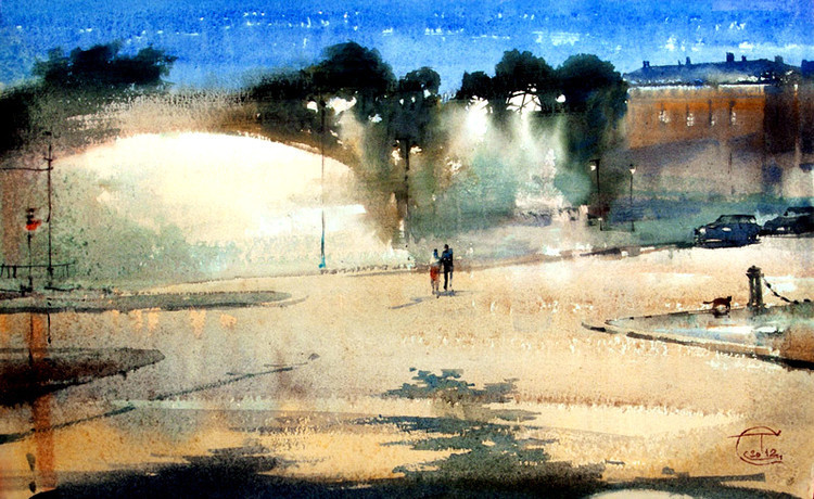 水彩画#美轮美奂!俄罗斯艺术家特梅雷夫的水彩都市景观画