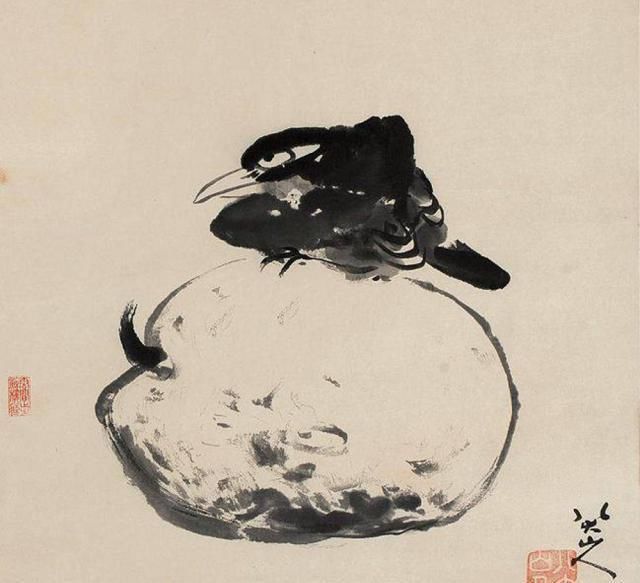 八大山人$八大山人画了一只鸟,眼神忧郁,放大10倍,看懂的:都是过来人