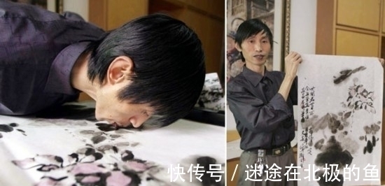 舌头#男子用舌头作画,20分钟完成一幅优美作品,网友看完却不买账!