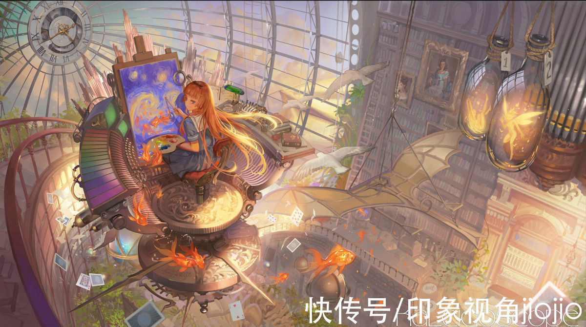 插画作品!油画质感与天真萝莉相结合的插画,非常的明亮生动