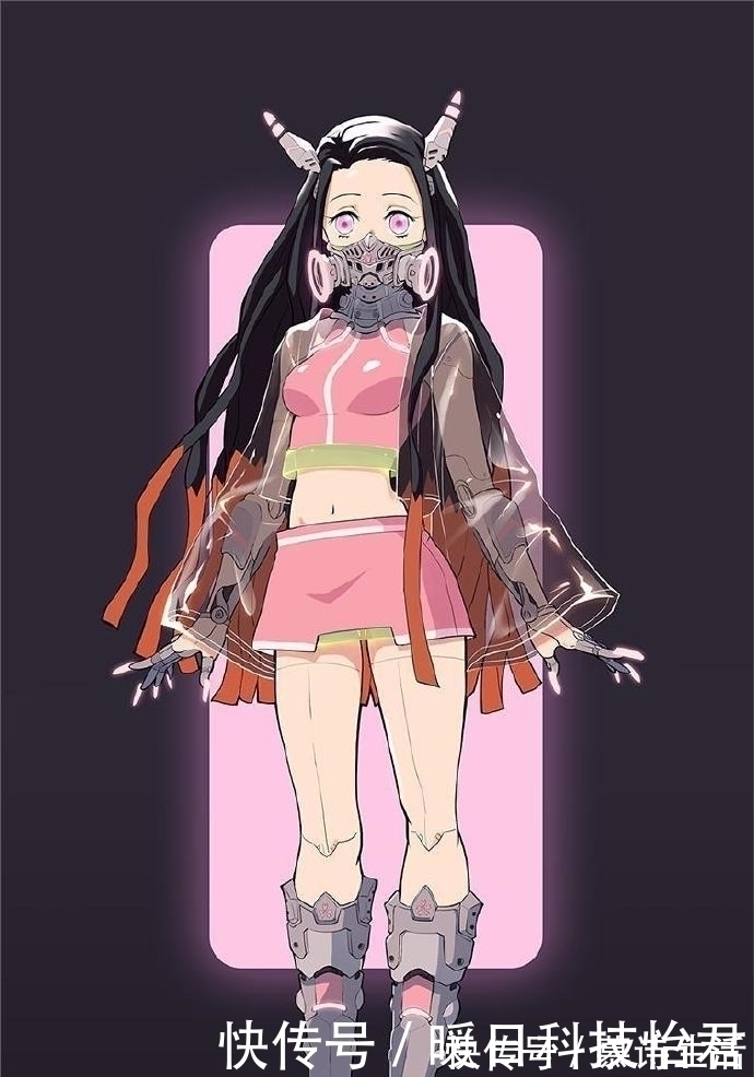 画师|赛博朋克风《鬼灭之刃》,蝴蝶忍拥有透明翅膀,祢豆子神秘感十足