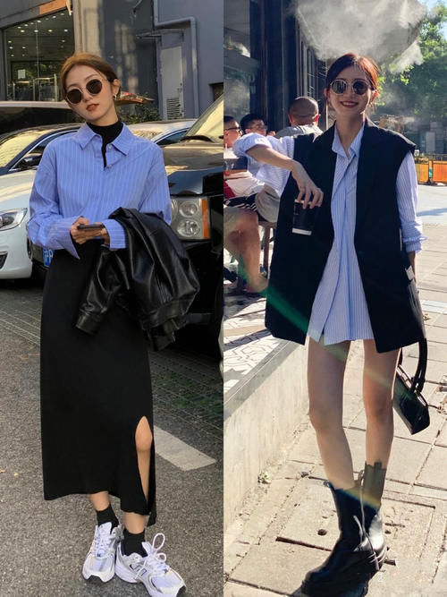 春季韩范衬衫穿搭，简单又时髦，最简单的组合穿出最舒服的状态