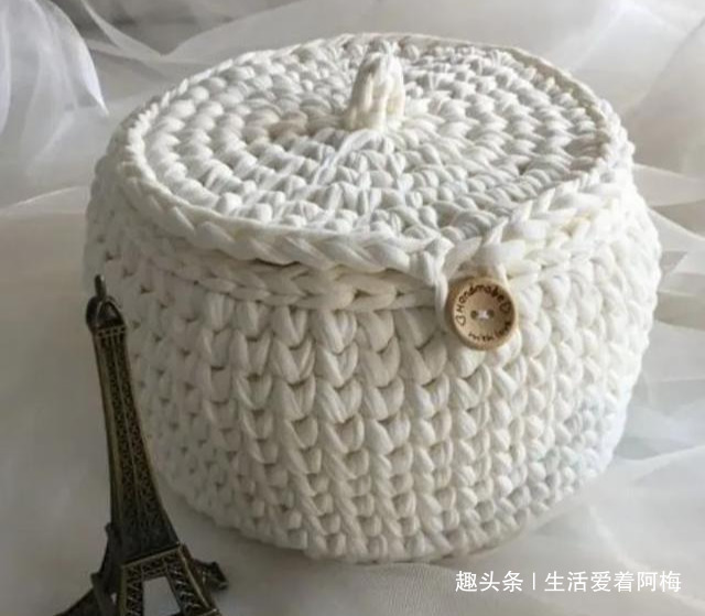 布条这样钩织,快速变收纳筐,放家里不好用吗DIY编织附教程