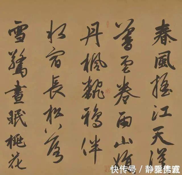 行书@赵子昂50岁写了一幅行书,抄写了苏轼的诗句,此作潇洒飘逸