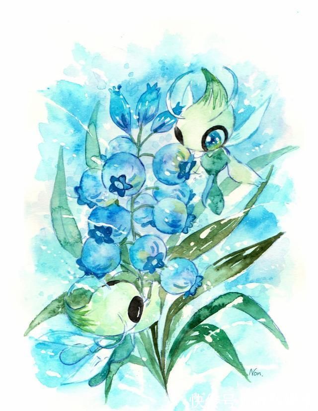 雪拉比|“画风清新”的精灵宝可梦插画,沙奈朵如天使,雪拉比如仙子!