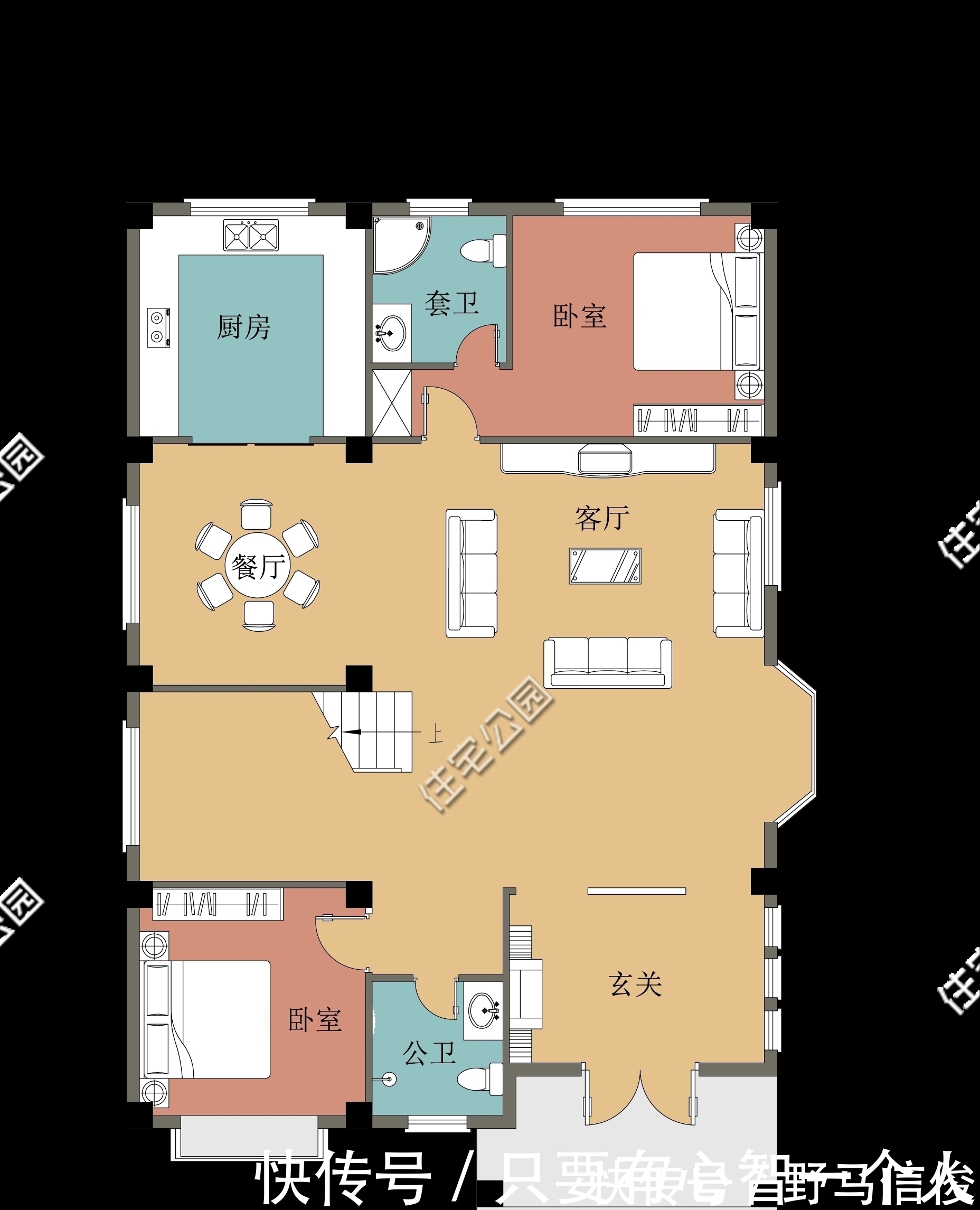 玄关|临街面宽10.2米，进深14-18米，该怎么设计二层建房？