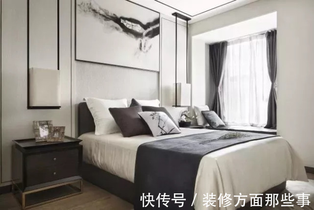 中式|126平卧室黑白灰的中式禅意格调，效果独特而又舒适端庄