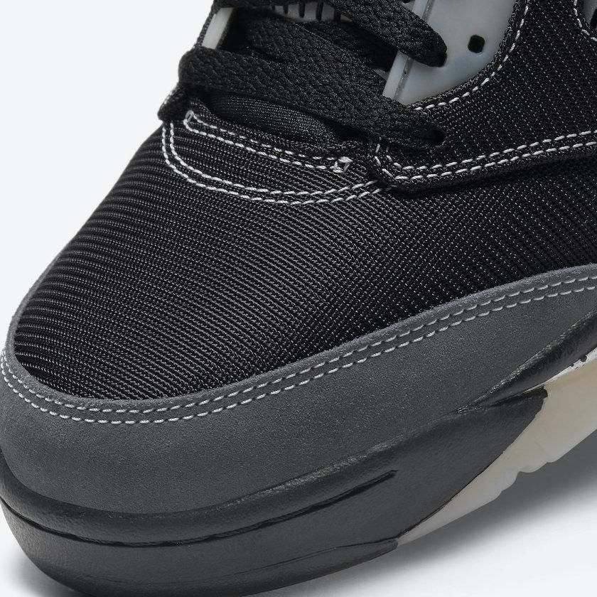 有点 OW 联名味道！“无烟煤” Air Jordan 5 官图释出，2 月来袭！