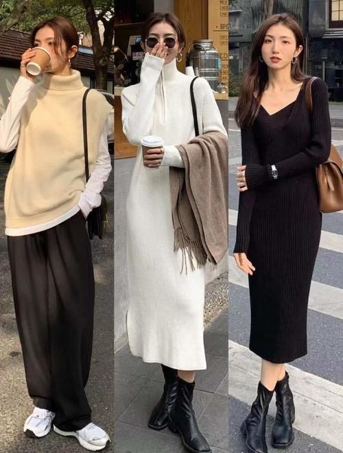 韩国街头的美女都爱的穿搭，大地色系毛衣百穿不腻，经典简约！