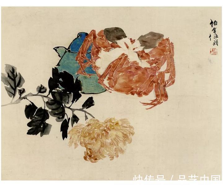 吴昌硕@任伯年的小品，色感十足