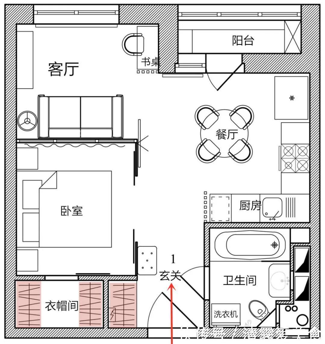 卧室|女孩买35㎡一室，玻璃隔断卧室挤出衣帽间，用心打扮生活同样精彩