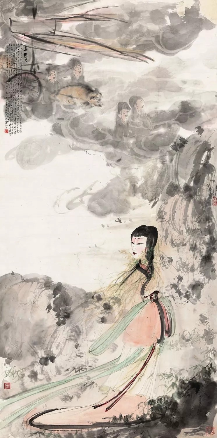 兰亭修禊图|傅抱石如何用笔下的“勾魂三绝”画活历史仕女画的?