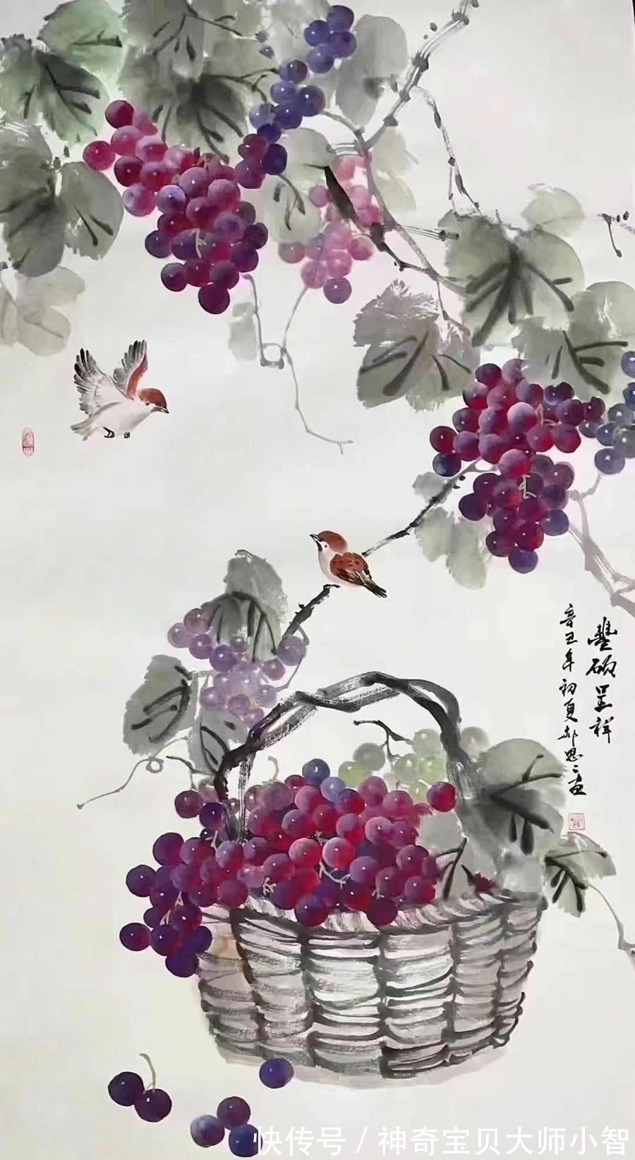 花鸟画家&郝思思:妙笔神韵,刻画入微,传承经典的美女花鸟画家