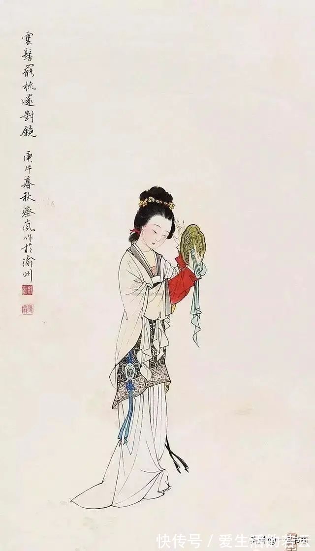 基本功@他的白描被评为“当代第一”,画仕女独辟蹊径