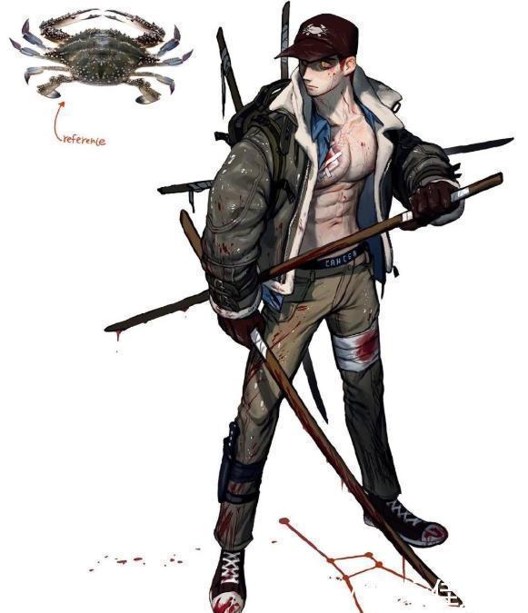螃蟹|海里的动物都很可怕画师将它们拟人化，成功变身美少女！