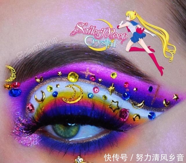 眼妆|把“动画人物”画在眼上，艾莎女王有创意，芭比粉的小樱竟这么美