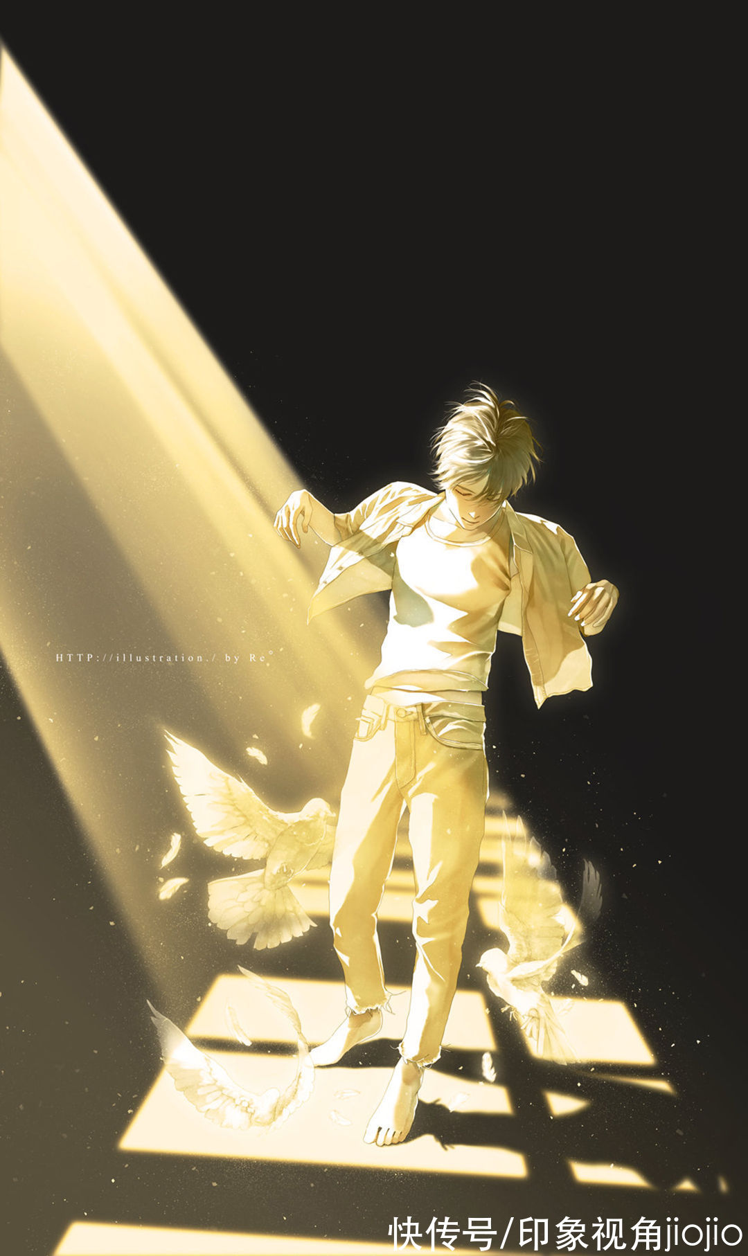 光影！光影中的美少年插画，淡淡的色彩表达颇具美感