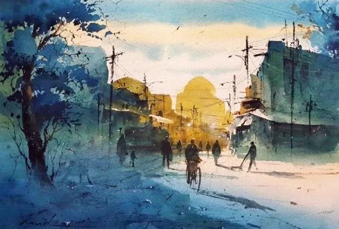 彩色调@极具美感的蓝绿水彩色调,如此画面,令人爱不舍手