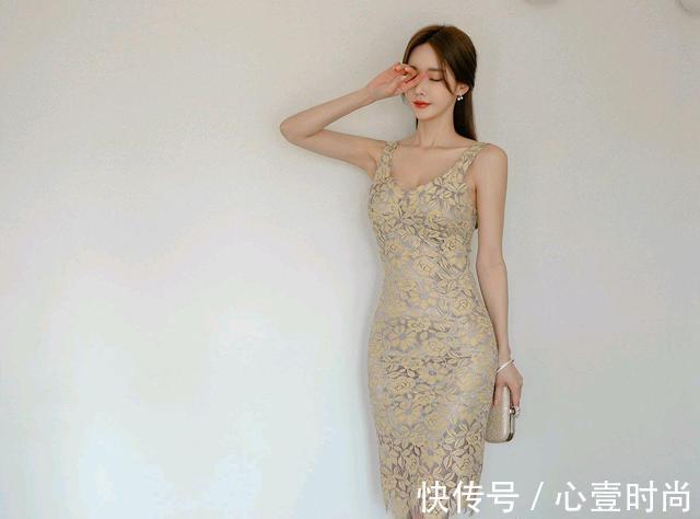 晚礼裙|女神孙允珠高清时尚搭配:塞维利亚金箔桂叶香槟晚礼裙