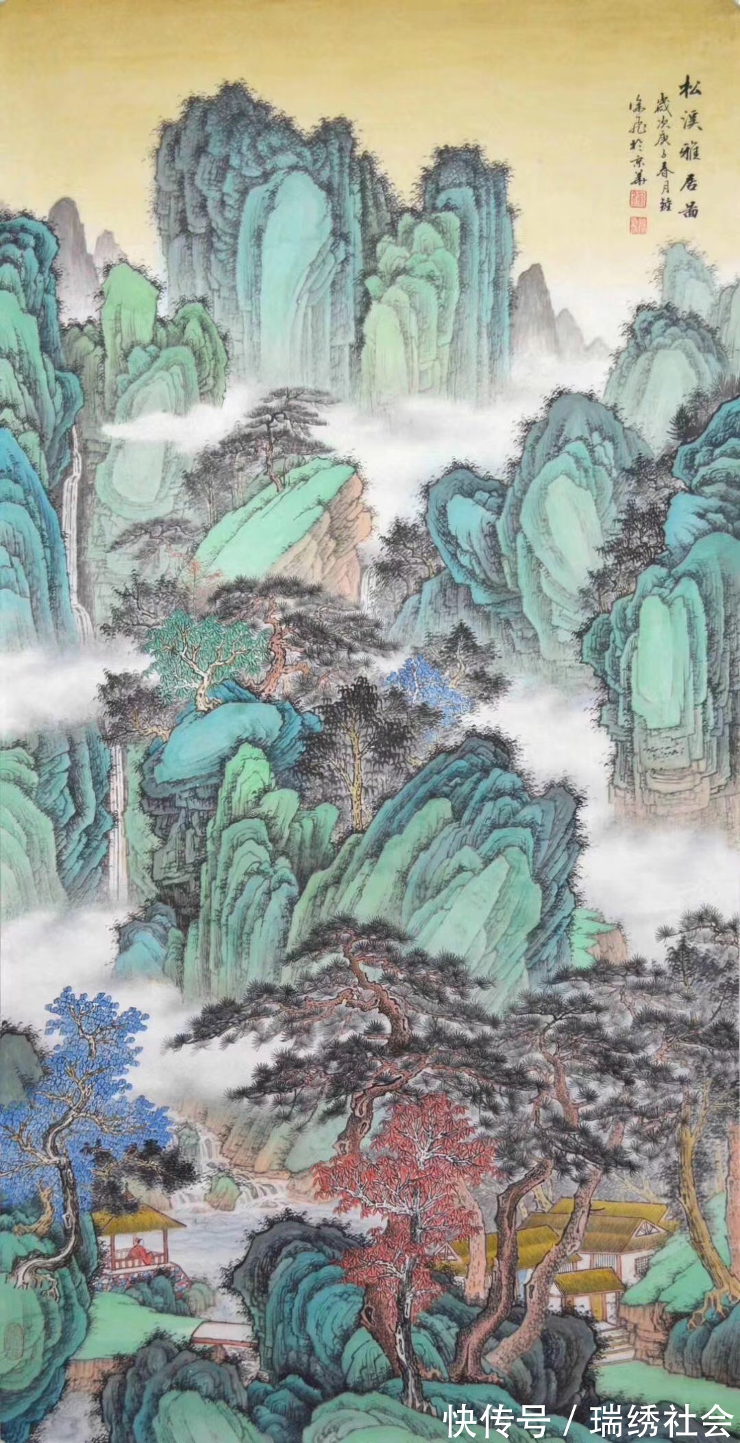 山水画@画家专栏 │钟徐飞——东风一样翠红新, 绿水青山又可人
