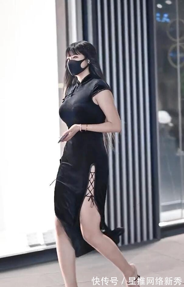 女性|纯黑色的旗袍造型，流露出几分女性的高冷