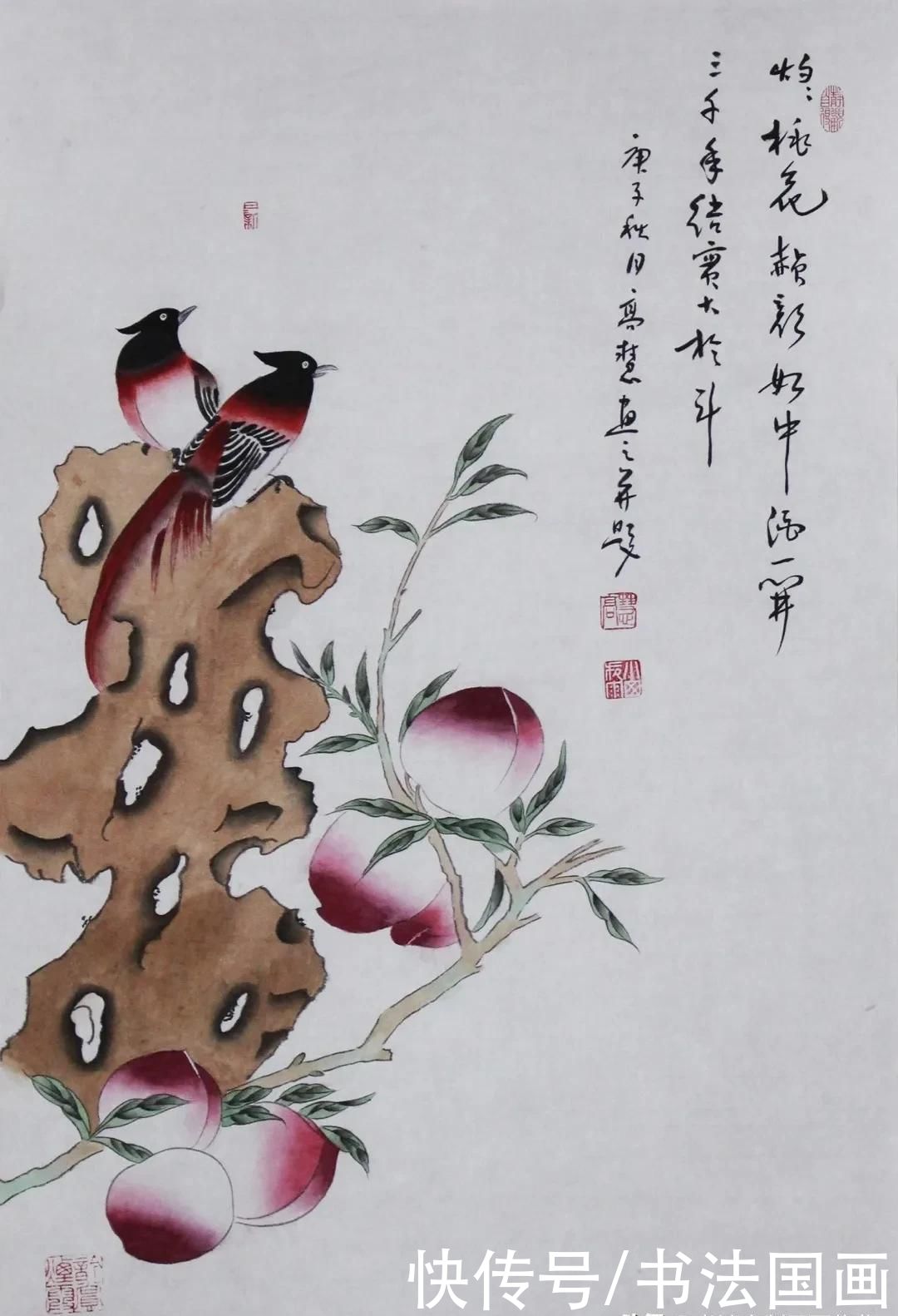  牡丹花|书法定制，国画收藏：楷书国学名句对联，国画典雅牡丹花鸟