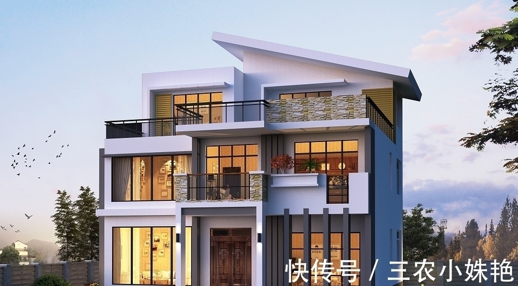 别墅|农村自建12.4米三层板式别墅, 6室1厅, 冬天享受阳光的沐浴, 温暖