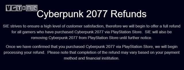 下架|PlayStation下架数字版《赛博朋克2077》并将进行全额退款