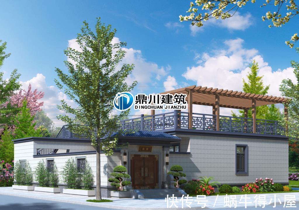 小房子|一层带院子新中式小别墅,开间15米,造价20万,小房子也有大排场