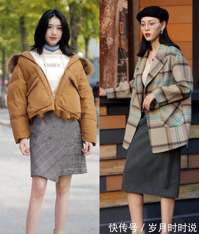 时髦 “呢子半裙+低跟靴”，小个子女生这样穿，优雅时髦不说，还保暖！