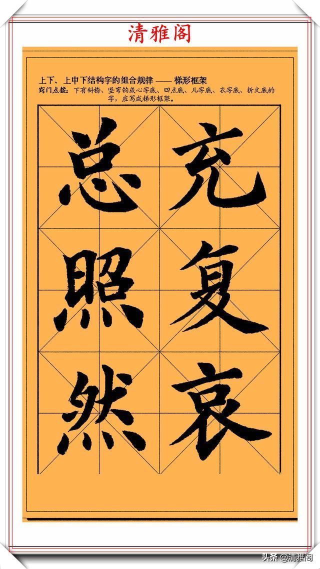 欧阳询楷书笔法学习字帖,偏旁结构技法演示,欧体楷书的帖学范本