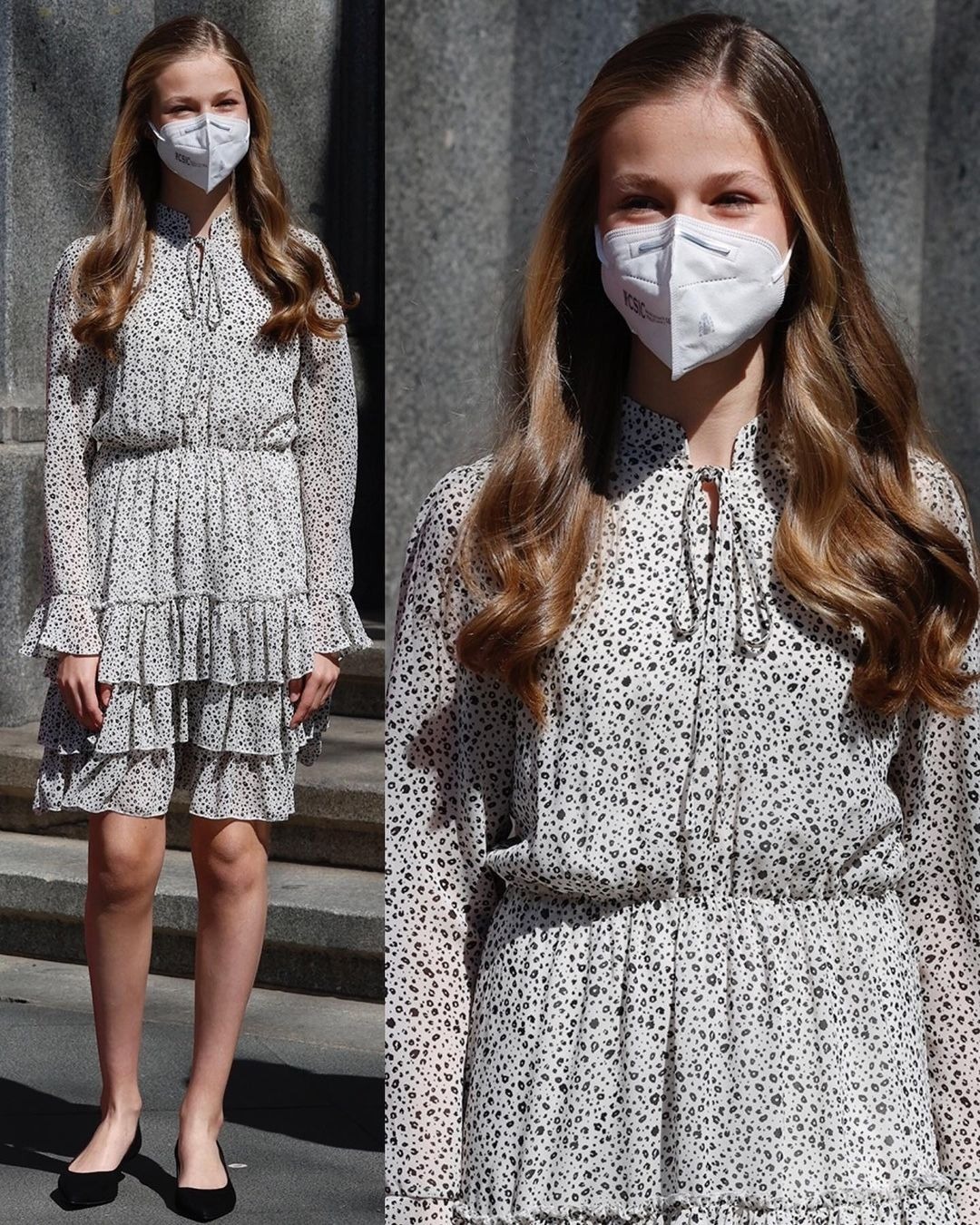 西班牙一家合体,小公主长胖萝卜腿上大块疤抢镜,穿红裙美过姐姐