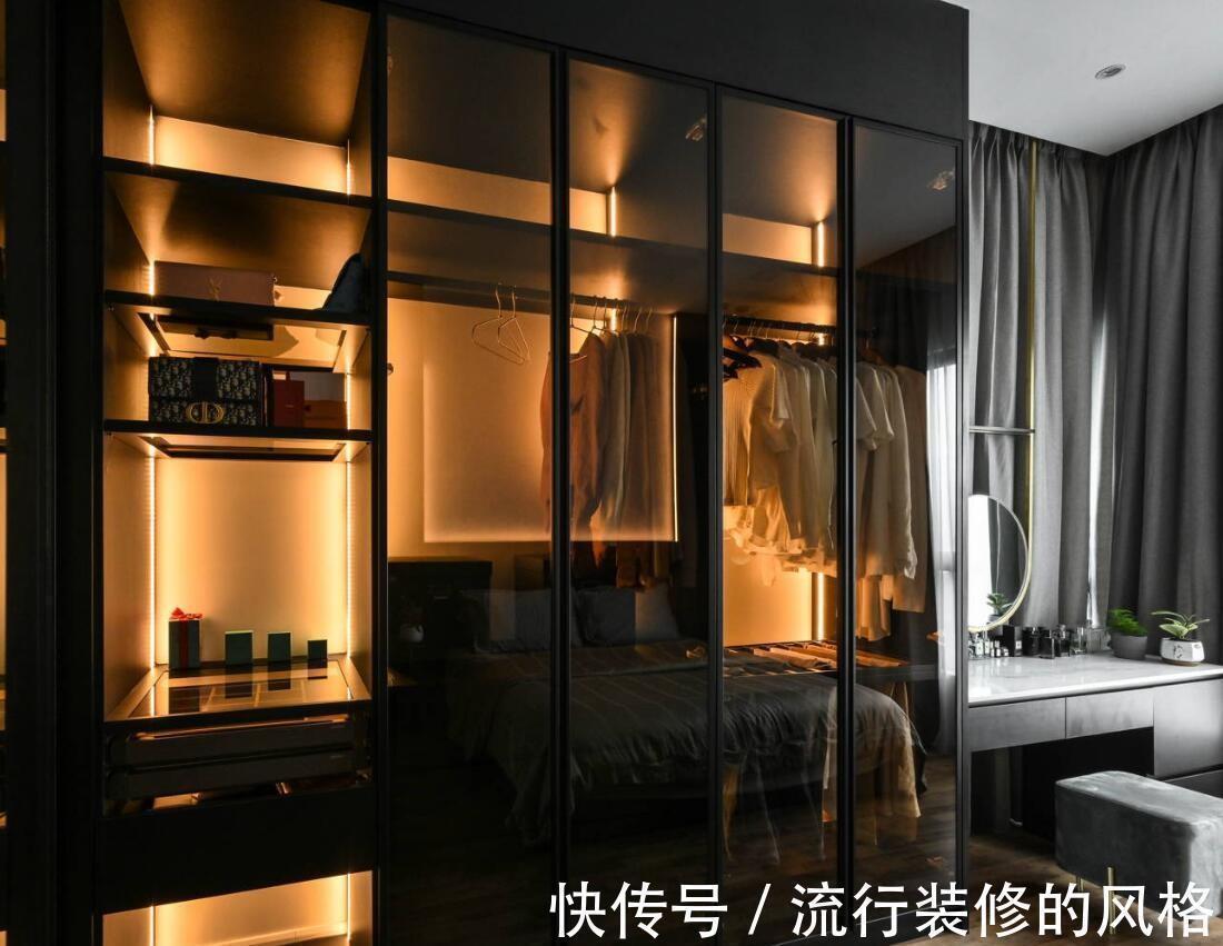 床尾|111㎡用黑白灰装出大宅范,岩板和灯带的碰撞,不小心溢出高级感