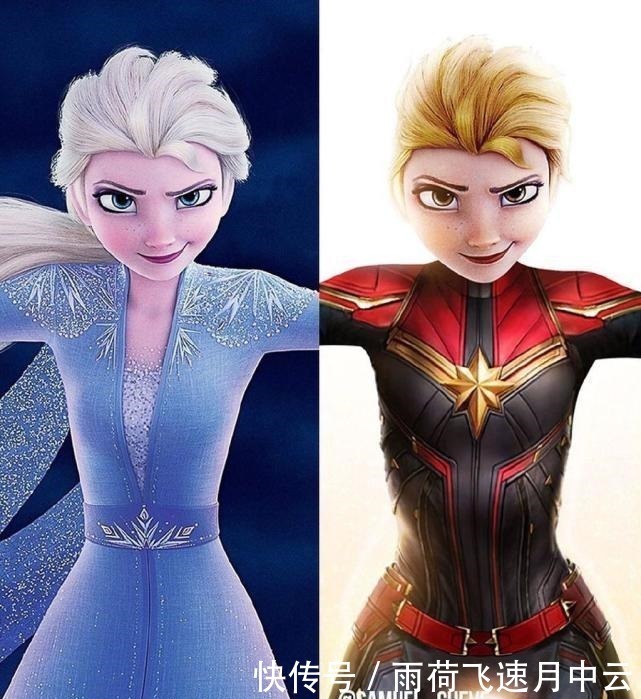 冰雪奇缘|当《冰雪奇缘》遇上《复仇者联盟》,艾莎变身“惊奇队长”无压力!
