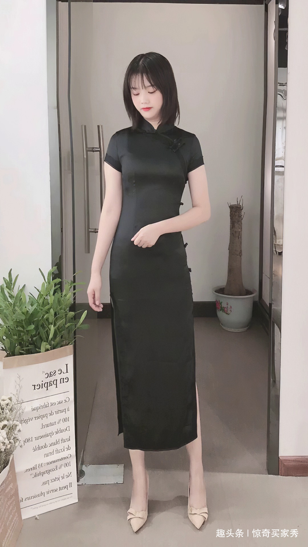 穿搭 美女旗袍穿搭,黑色低调又内敛,中式复古款式更显东方女性魅力