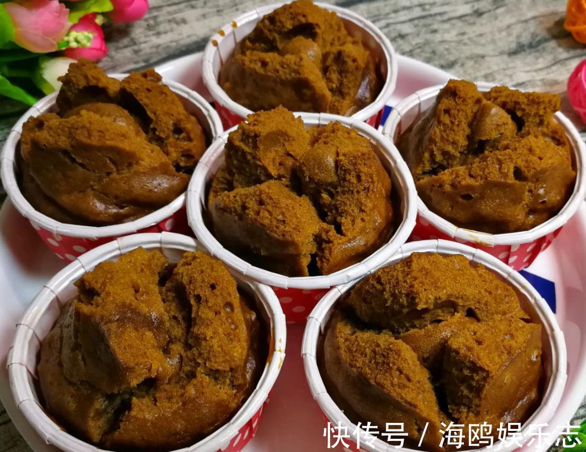 技巧|教你做红糖开花发糕,不用揉面很简单,掌握一个技巧,个个开花