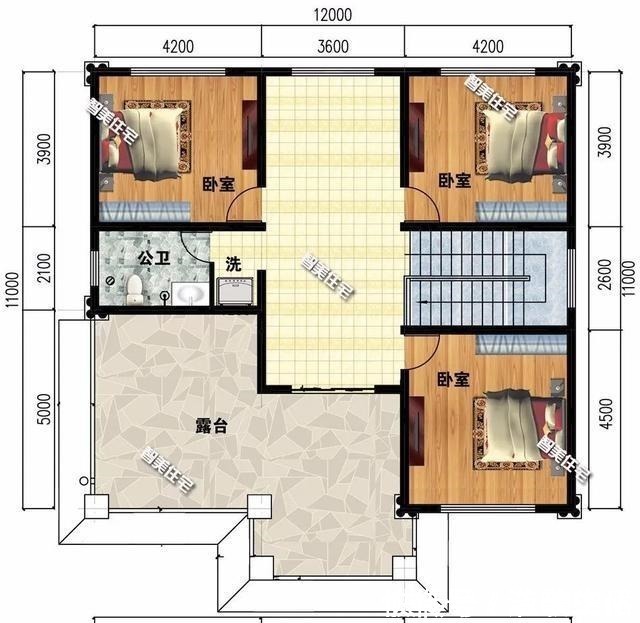 外墙面|4栋12×11米农村别墅,前三栋客厅挑空设计,两层也够大气!