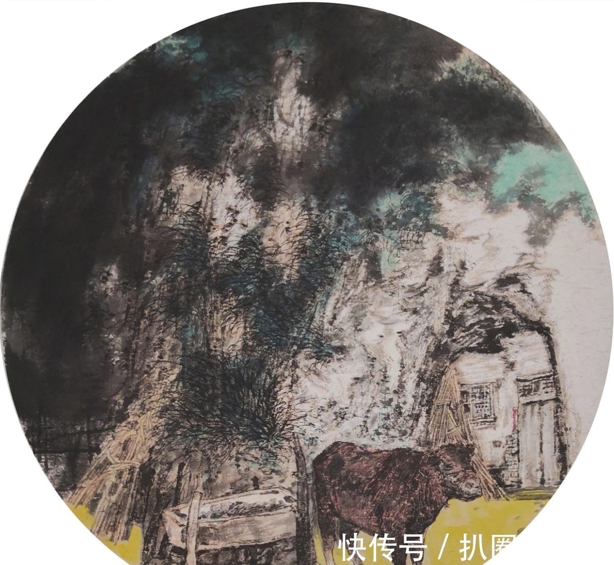 水墨$山水画｜他画的水墨乡村系列，笔墨朴实无华，但有鲜活的场景感