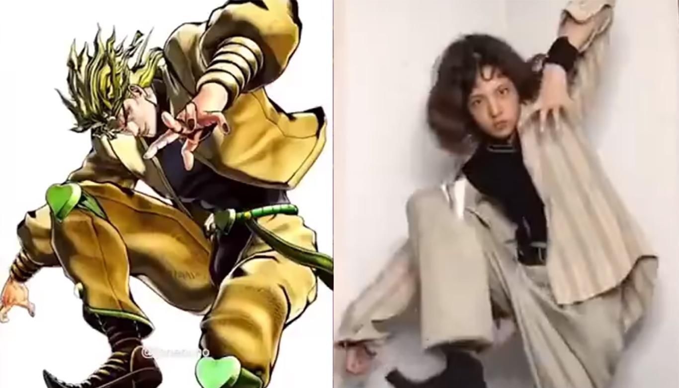 吉良|小姐姐模仿高难度JOJO立,奇怪的姿势增加了,拍照再也不怕没Pose